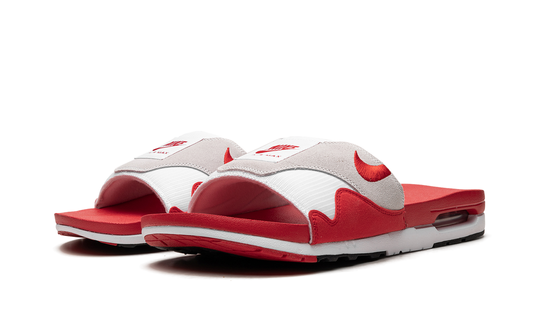NIKE AIR MAX 1 SLIDE WHITE UNIVERSITY RED