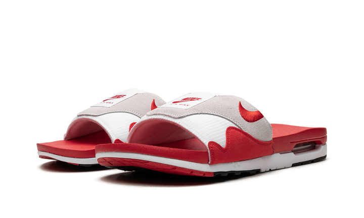 NIKE AIR MAX 1 SLIDE WHITE UNIVERSITY RED