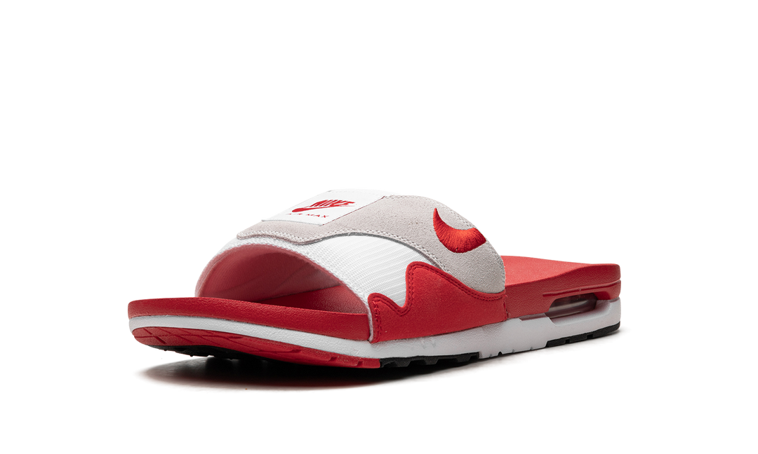NIKE AIR MAX 1 SLIDE WHITE UNIVERSITY RED