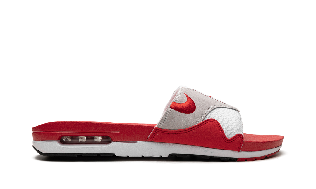 NIKE AIR MAX 1 SLIDE WHITE UNIVERSITY RED