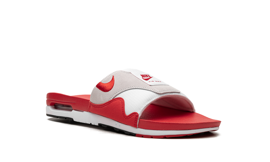 NIKE AIR MAX 1 SLIDE WHITE UNIVERSITY RED