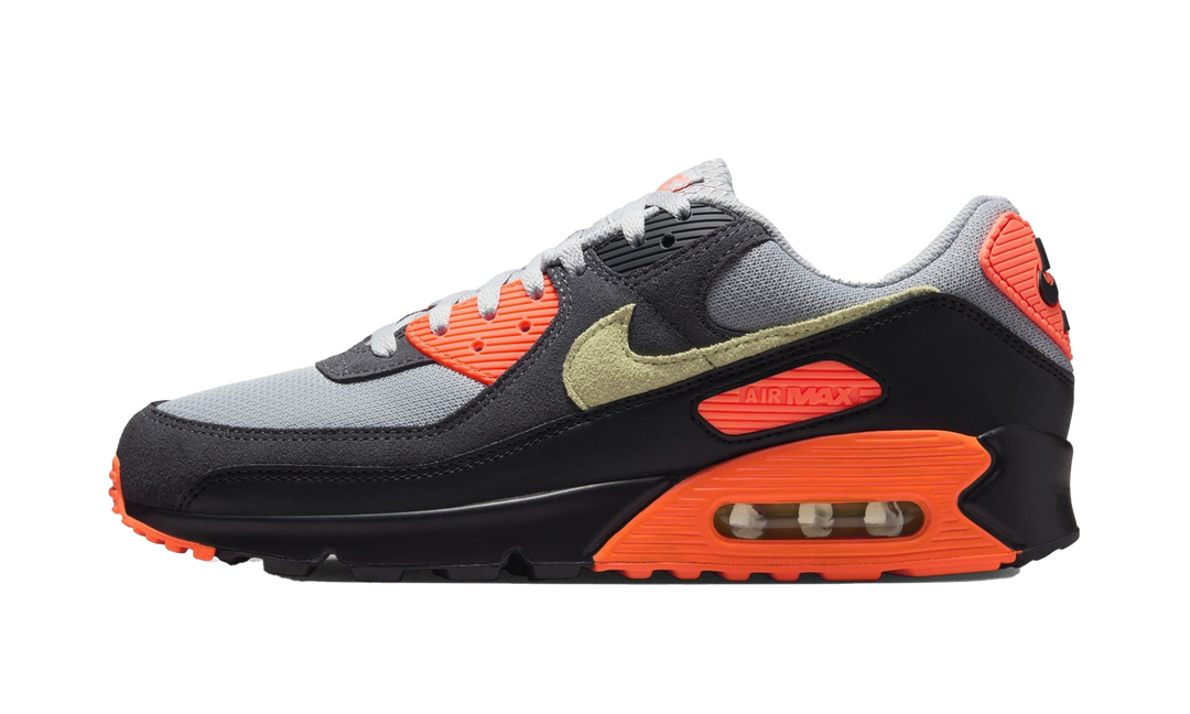 NIKE AIR MAX 90 LIGHT SMOKE GREY HYPER CRIMSON LIMELIGHT