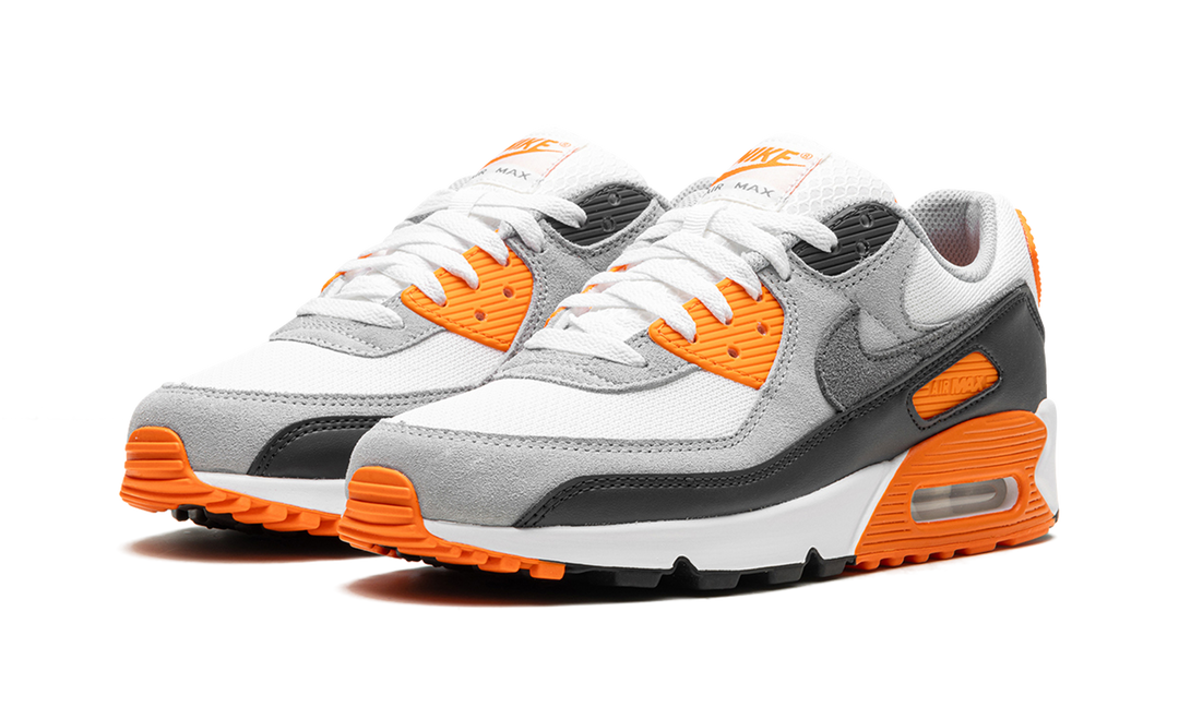 NIKE AIR MAX 90 SUMMIT WHITE SAFETY ORANGE DARK SMOKE GREY SMOKE GREY