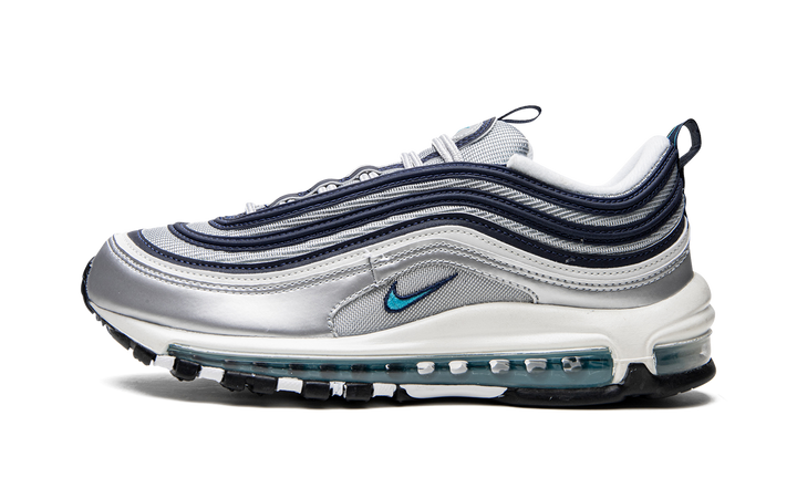 NIKE AIR MAX 97 METALLIC SILVER CHLORINE BLUE WOMENS