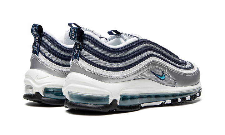 NIKE AIR MAX 97 METALLIC SILVER CHLORINE BLUE WOMENS