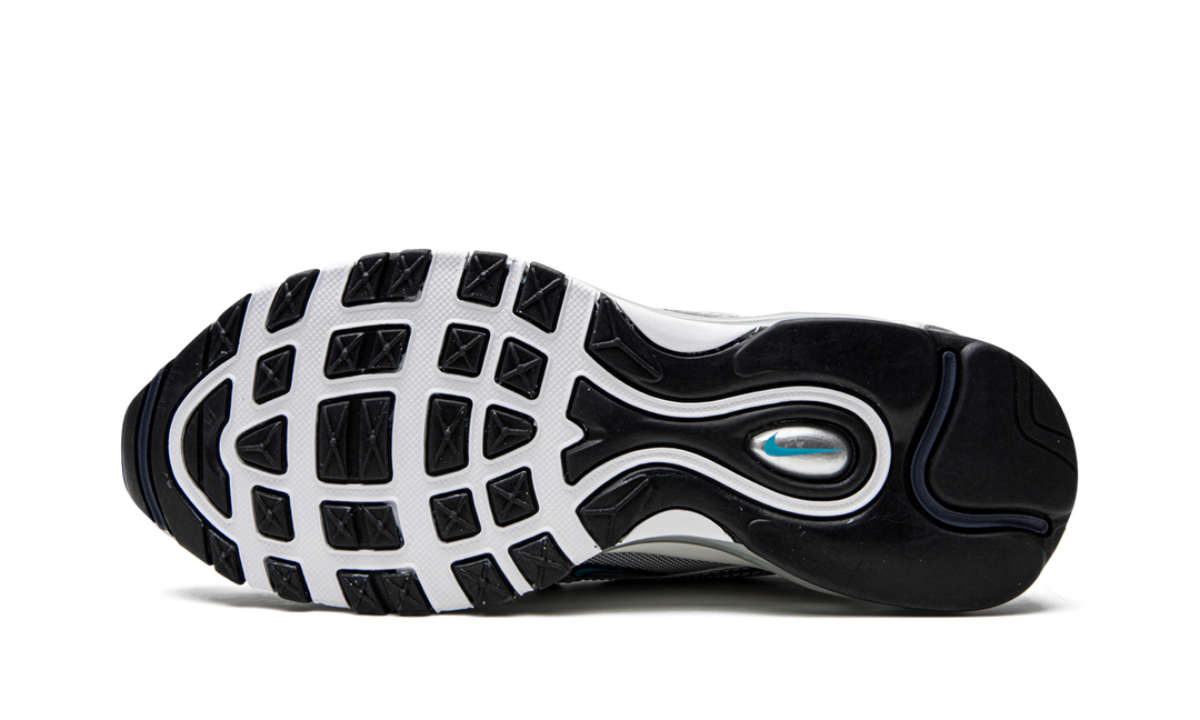 NIKE AIR MAX 97 METALLIC SILVER CHLORINE BLUE WOMENS