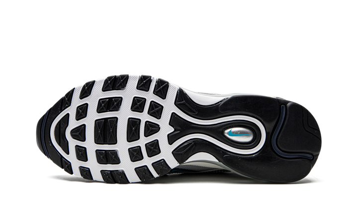 NIKE AIR MAX 97 METALLIC SILVER CHLORINE BLUE WOMENS