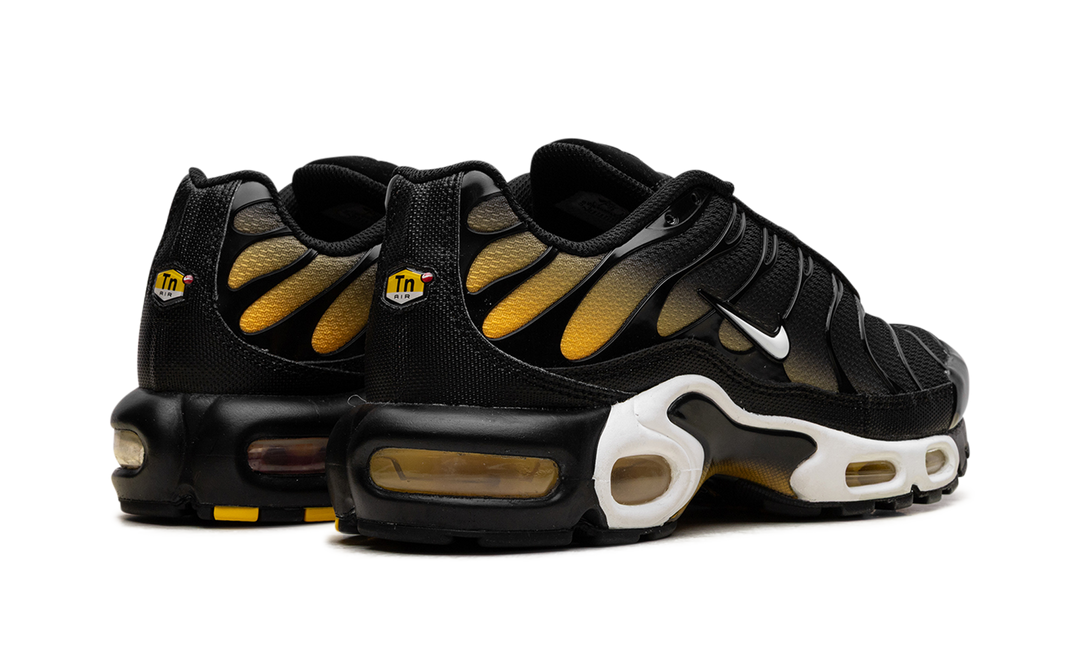NIKE AIR MAX PLUS BLACK UNIVERSITY GOLD WHITE