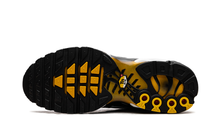 NIKE AIR MAX PLUS BLACK UNIVERSITY GOLD WHITE