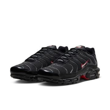 NIKE AIR MAX PLUS BLACK UNIVERSITY RED METALLIC SILVER — Stock