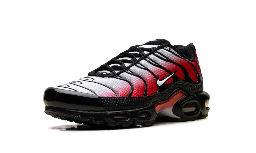 NIKE AIR MAX PLUS PURE PLATINUM UNIVERSITY RED BLACK WHITE