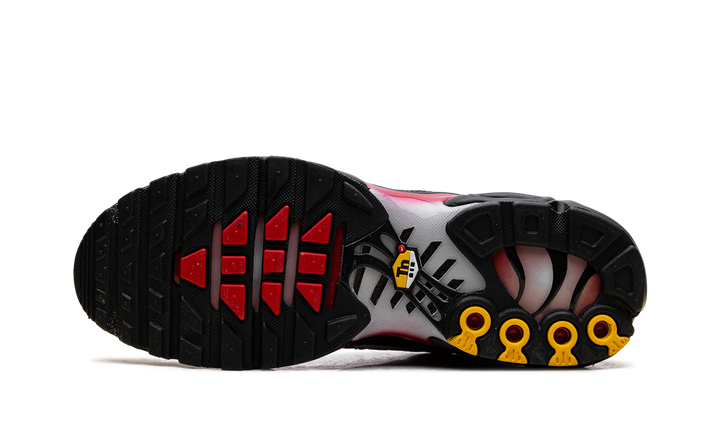 NIKE AIR MAX PLUS PURE PLATINUM UNIVERSITY RED BLACK WHITE