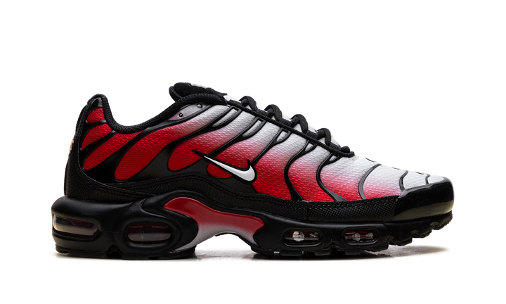 NIKE AIR MAX PLUS PURE PLATINUM UNIVERSITY RED BLACK WHITE