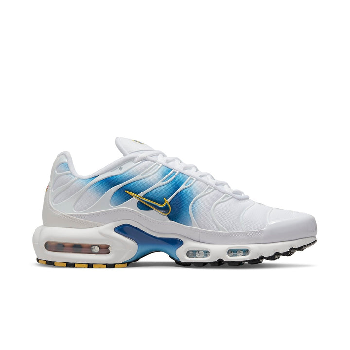 NIKE AIR MAX PLUS SPRAY PAINT SWOOSH WHITE BLUE