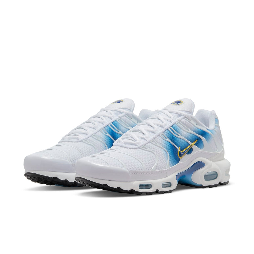 NIKE AIR MAX PLUS SPRAY PAINT SWOOSH WHITE BLUE