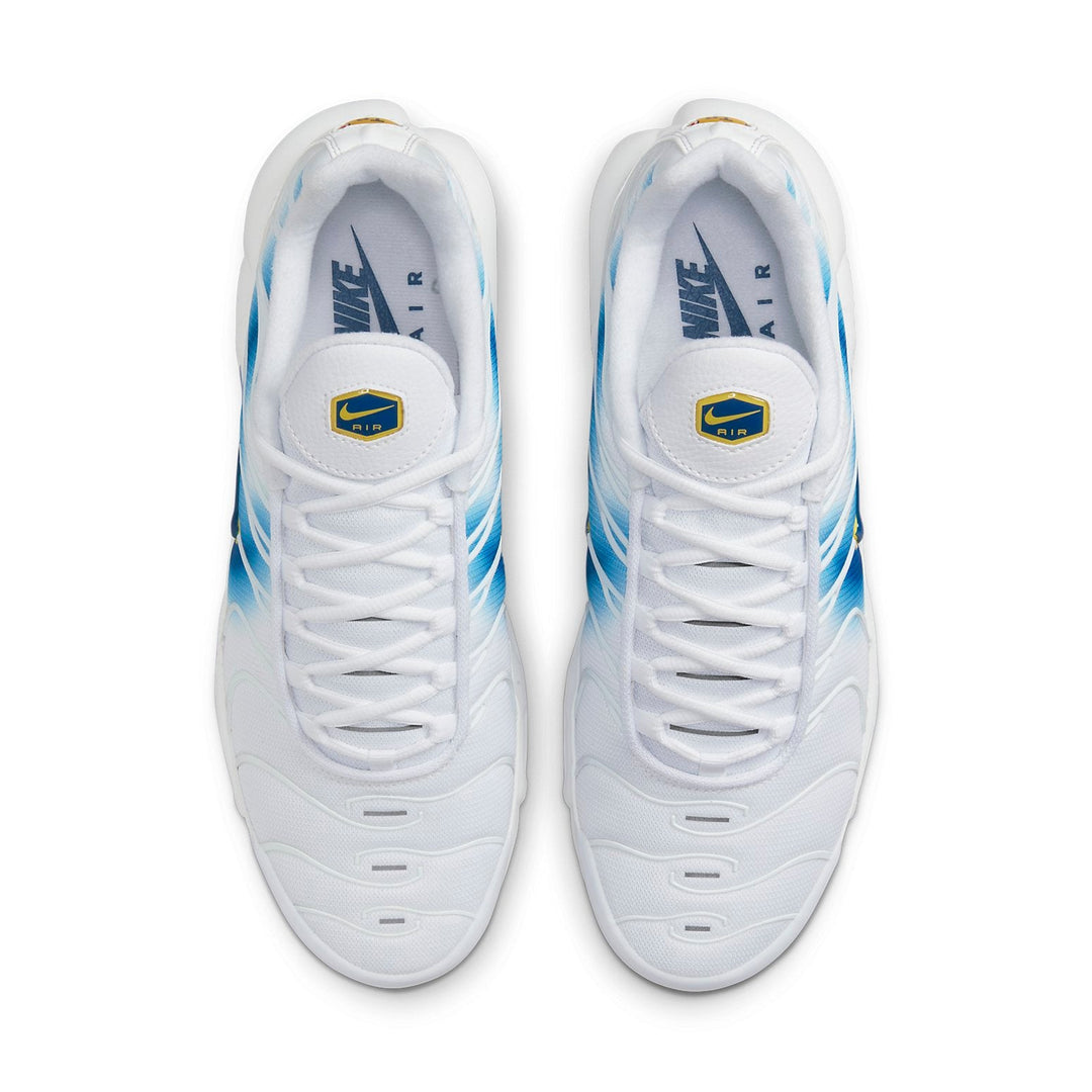 NIKE AIR MAX PLUS SPRAY PAINT SWOOSH WHITE BLUE
