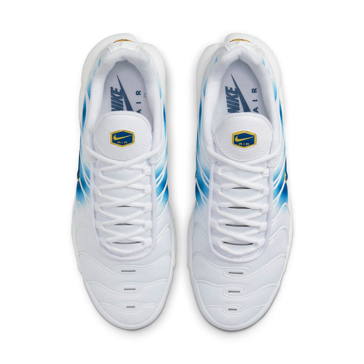 NIKE AIR MAX PLUS SPRAY PAINT SWOOSH WHITE BLUE