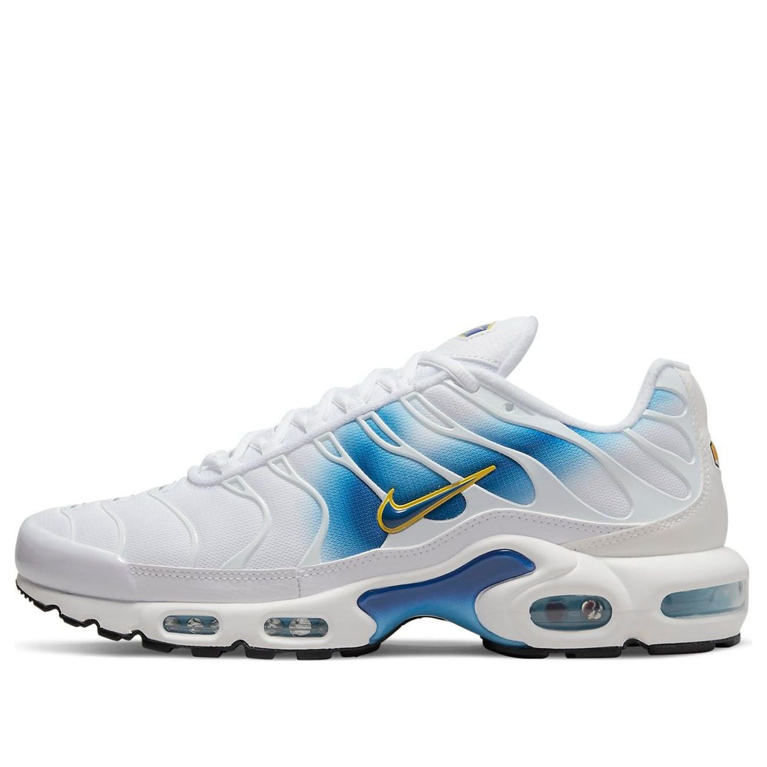 NIKE AIR MAX PLUS SPRAY PAINT SWOOSH WHITE BLUE