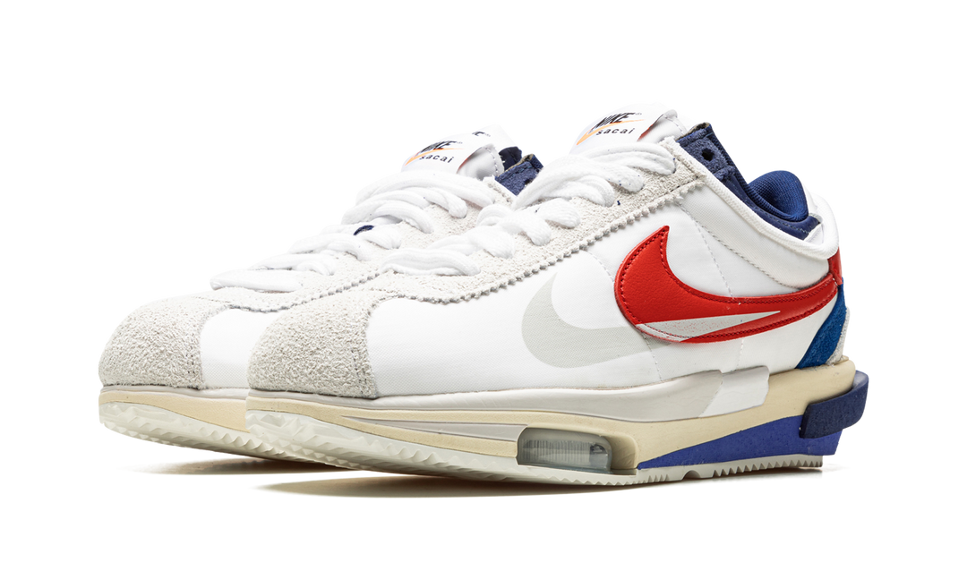 NIKE CORTEZ 4.0 X SACAI WHITE UNIVERSITY RED BLUE