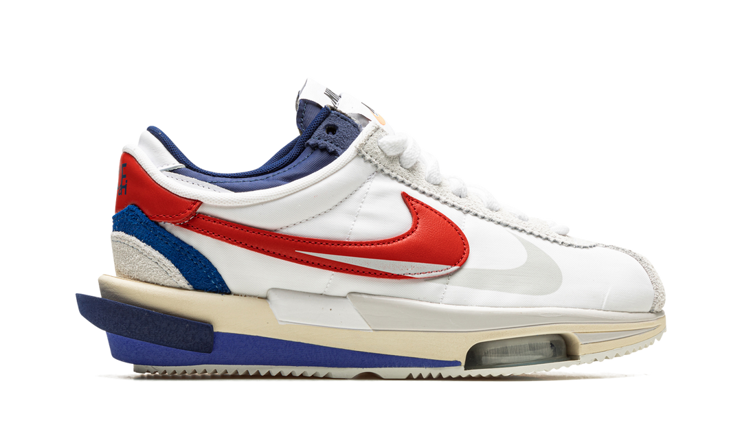 NIKE CORTEZ 4.0 X SACAI WHITE UNIVERSITY RED BLUE