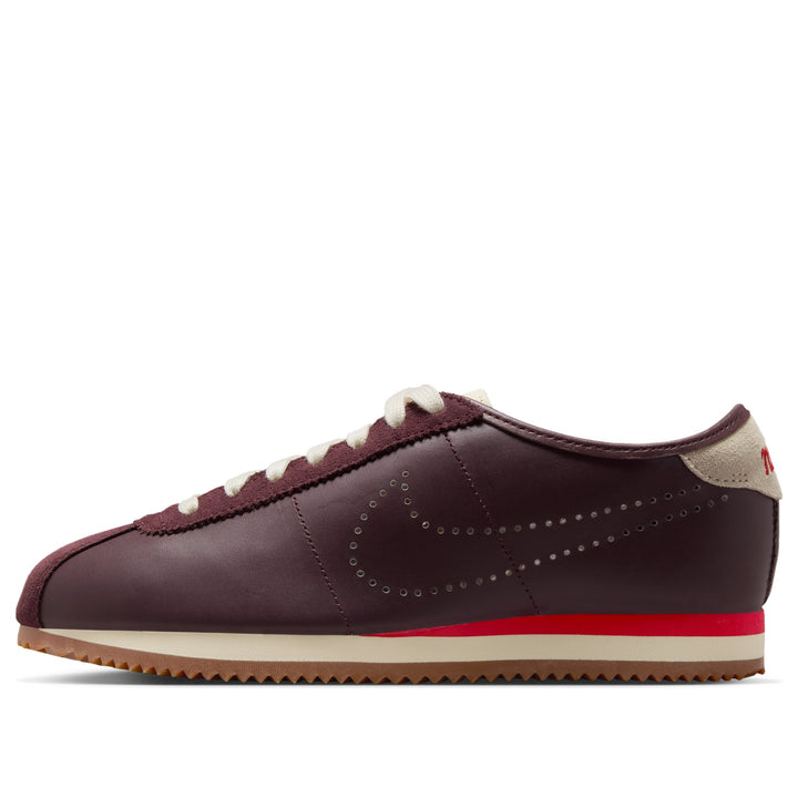 NIKE CORTEZ BURGUNDY CRUSH PERFORATED SWOOSH WOMENS