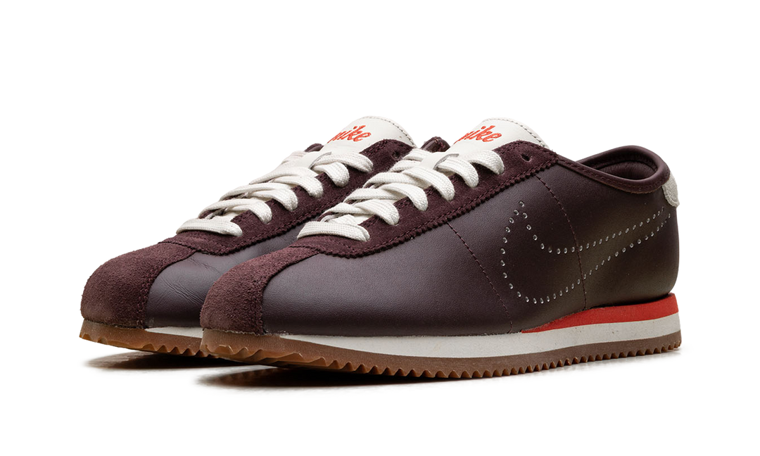 NIKE CORTEZ BURGUNDY CRUSH PERFORATED SWOOSH WOMENS