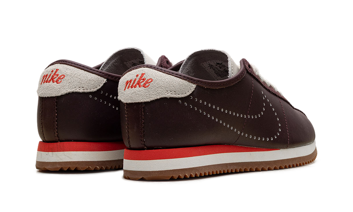 NIKE CORTEZ BURGUNDY CRUSH PERFORATED SWOOSH WOMENS
