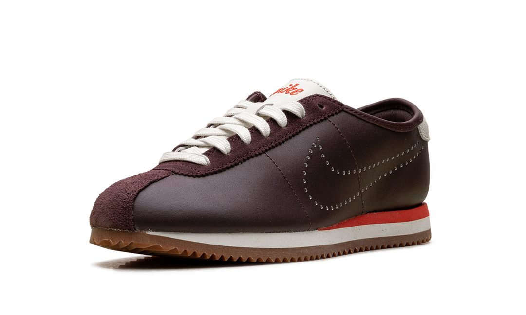 NIKE CORTEZ BURGUNDY CRUSH PERFORATED SWOOSH WOMENS