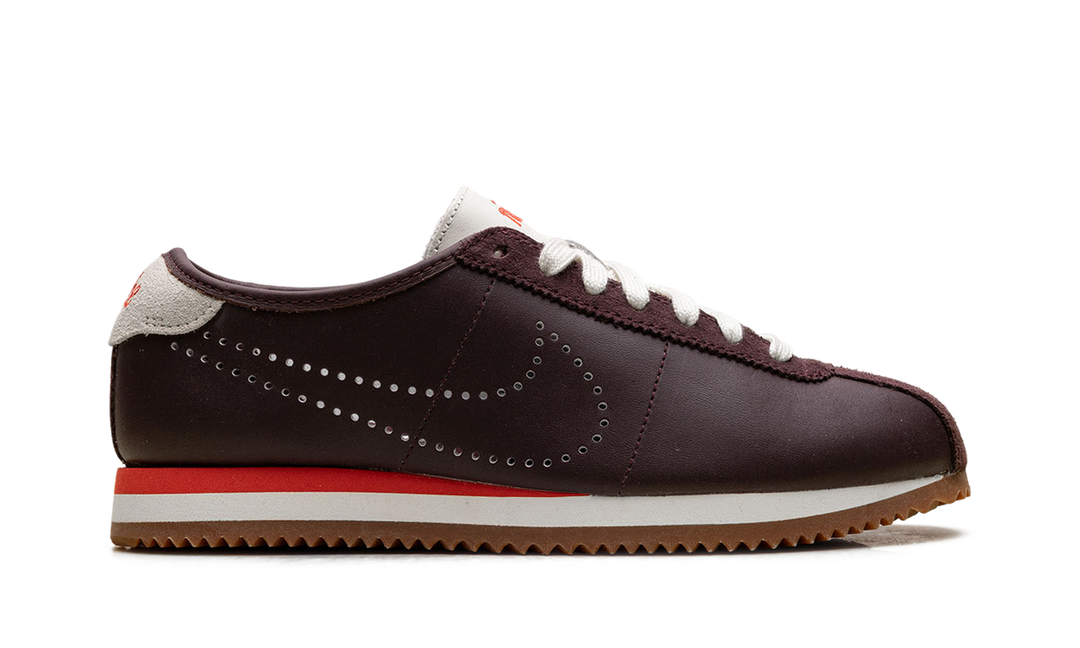 NIKE CORTEZ BURGUNDY CRUSH PERFORATED SWOOSH WOMENS