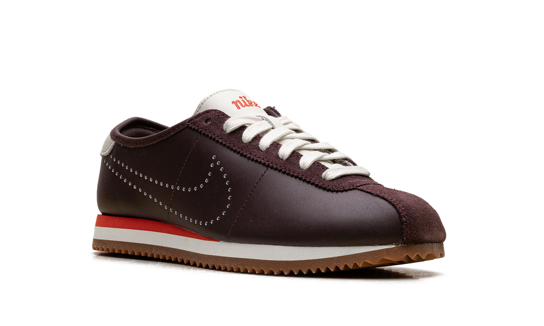 NIKE CORTEZ BURGUNDY CRUSH PERFORATED SWOOSH WOMENS