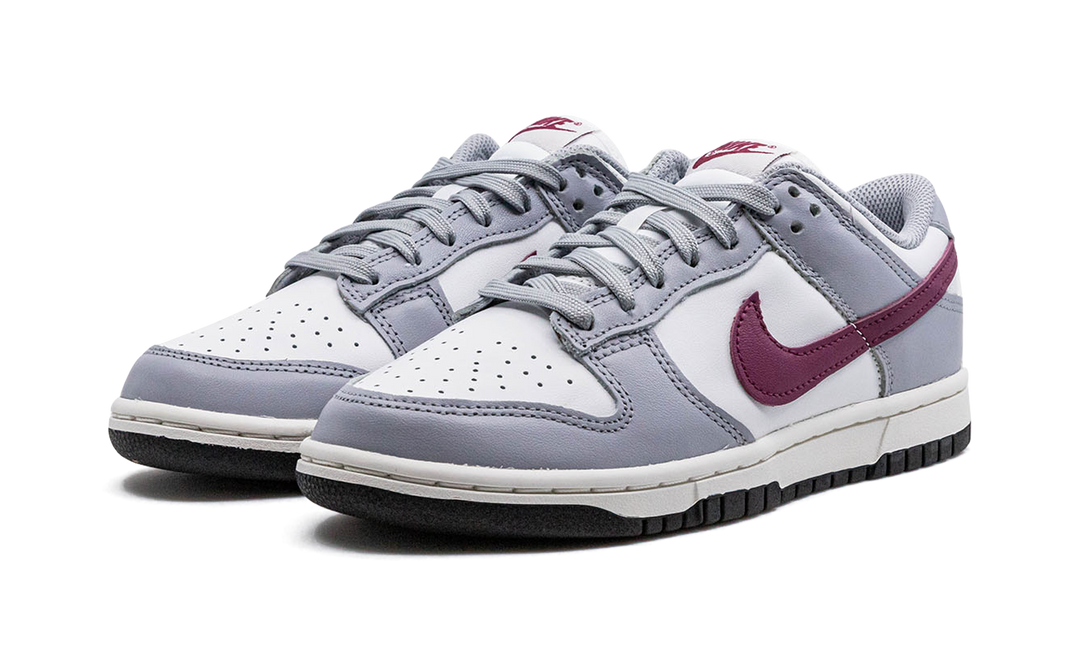 NIKE DUNK LOW GREY WHITE BURGUNDY WOMENS