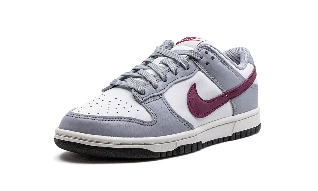 NIKE DUNK LOW GREY WHITE BURGUNDY WOMENS
