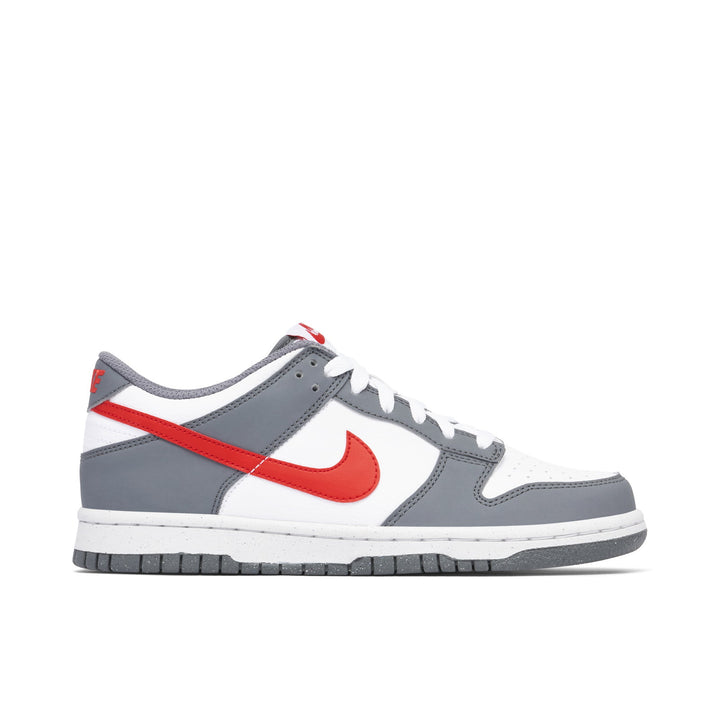 NIKE DUNK LOW NEXT NATURE SMOKE GREY LIGHT CRIMSON GS — Stock 