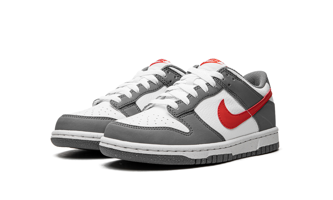 NIKE DUNK LOW NEXT NATURE SMOKE GREY LIGHT CRIMSON GS — Stock 