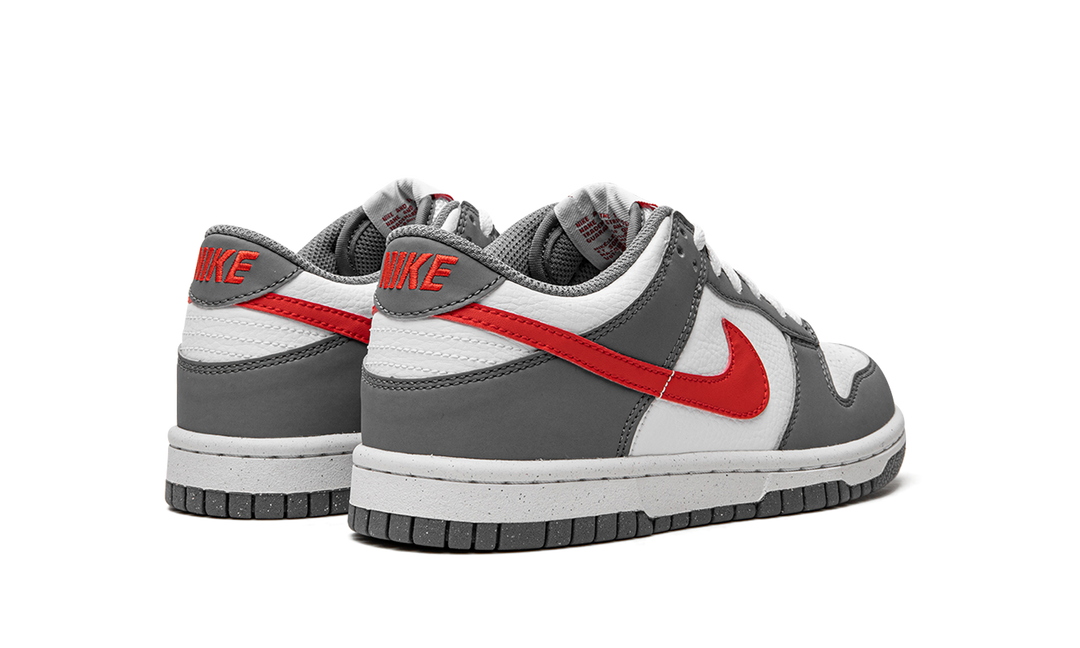 NIKE DUNK LOW NEXT NATURE SMOKE GREY LIGHT CRIMSON GS — Stock 