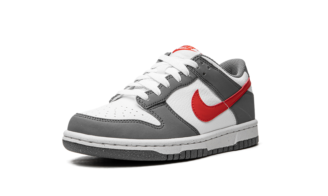 NIKE DUNK LOW NEXT NATURE SMOKE GREY LIGHT CRIMSON GS — Stock 