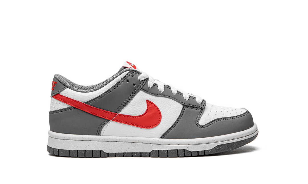 NIKE DUNK LOW NEXT NATURE SMOKE GREY LIGHT CRIMSON GS — Stock 