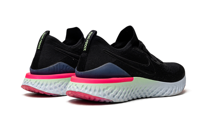 NIKE EPIC REACT FLYKNIT 2 BLACK SAPPHIRE HYPER PINK WOMENS