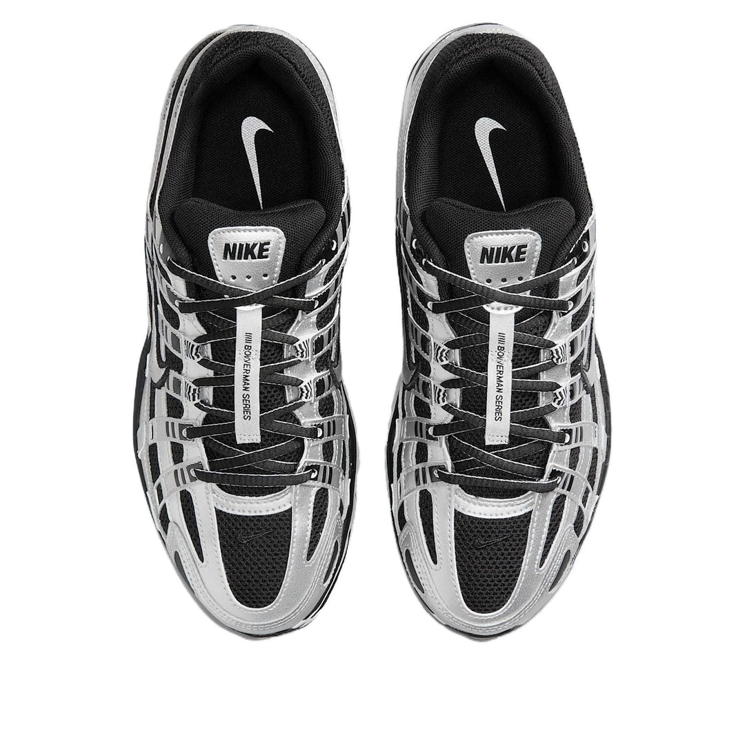 NIKE P-6000 METALLIC SILVER BLACK WHITE WOMENS