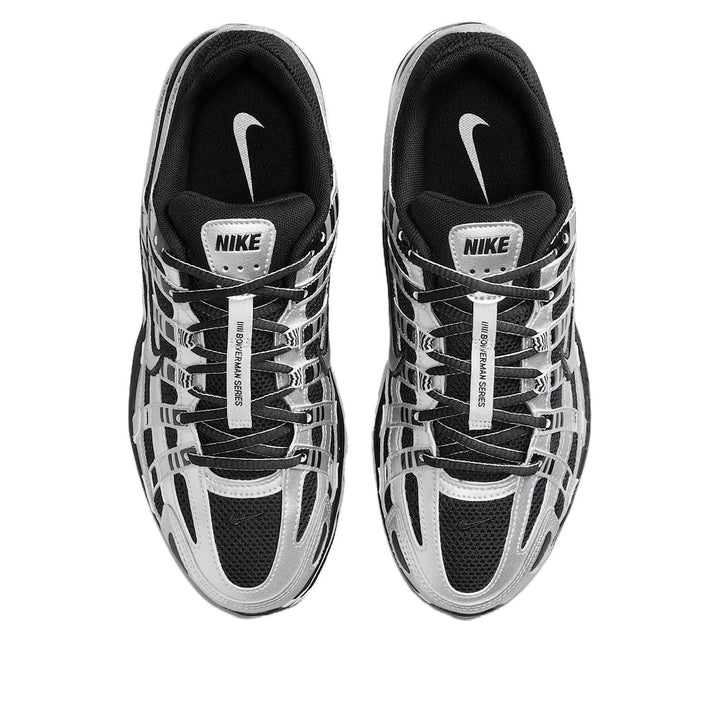 NIKE P-6000 METALLIC SILVER BLACK WHITE WOMENS