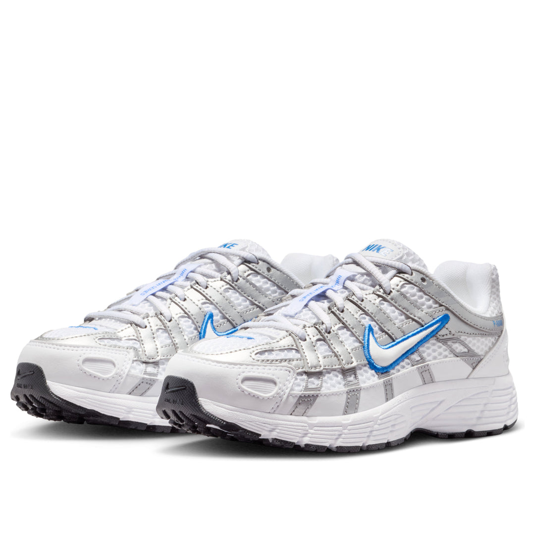 NIKE P-6000 WHITE BLUE CRYSTAL METALLIC SILVER GS