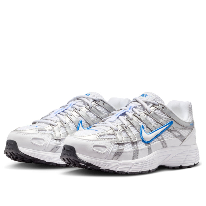NIKE P-6000 WHITE BLUE CRYSTAL METALLIC SILVER GS