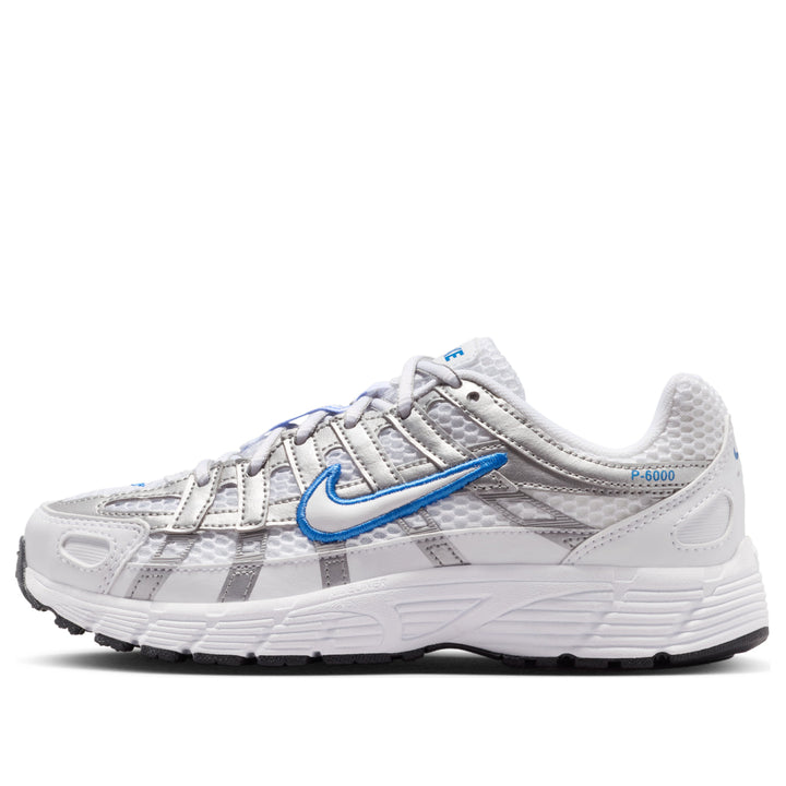 NIKE P-6000 WHITE BLUE CRYSTAL METALLIC SILVER GS