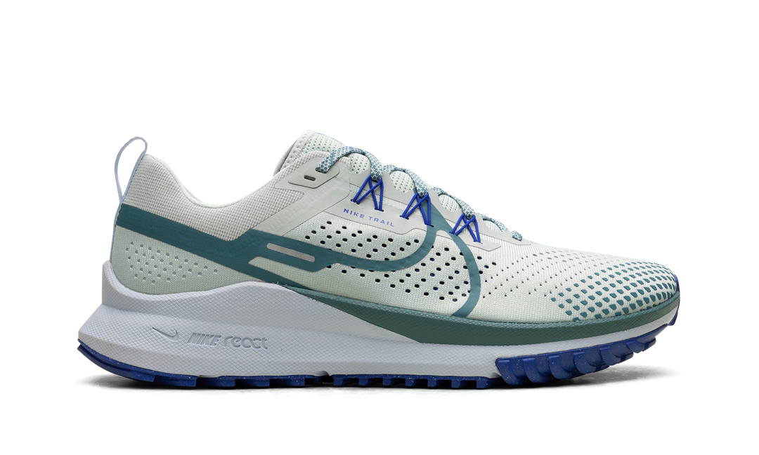 NIKE REACT PEGASUS TRAIL 4 LIGHT SILVER RACER BLUE FOOTBALL GREY MINERAL TEAL