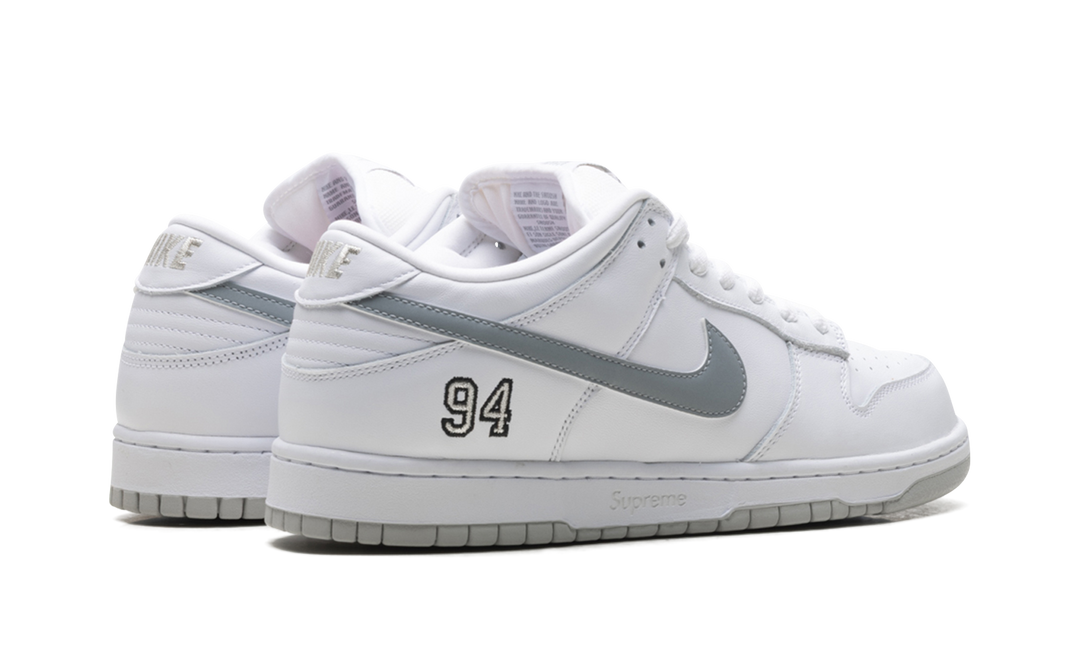 NIKE SB DUNK LOW SUPREME 94 WHITE METALLIC SILVER