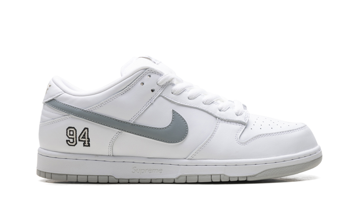 NIKE SB DUNK LOW SUPREME 94 WHITE METALLIC SILVER