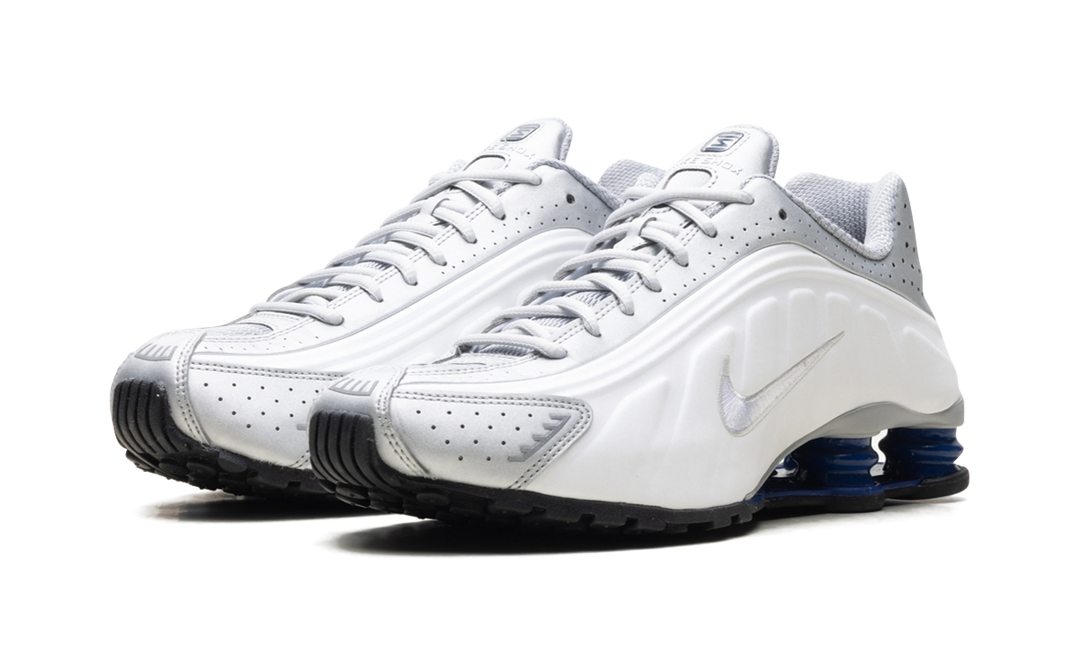 NIKE SHOX R4 METALLIC SILVER DEEP ROYAL BLUE