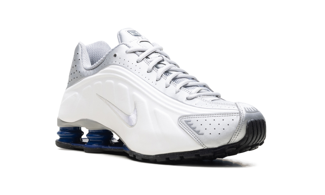 NIKE SHOX R4 METALLIC SILVER DEEP ROYAL BLUE