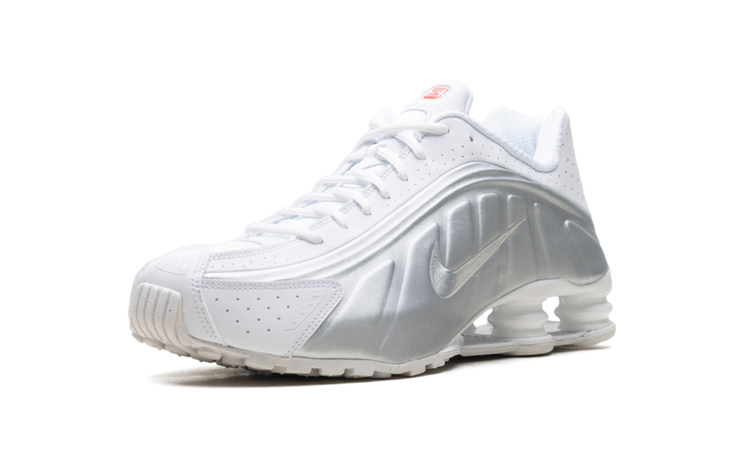 NIKE SHOX R4 WHITE BRIGHT CRIMSON METALLIC SILVER
