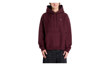 NIKE SOLO SWOOSH MEN'S PULLOVER HOODIE BURGUNDY CRUSH/BURGUNDY CRUSH/WHITE — Stock